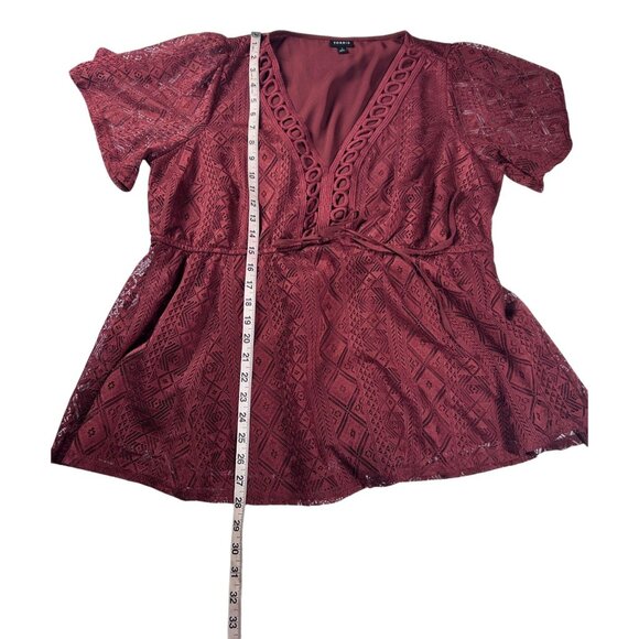 Torrid Lace Kimono Top Women's Size 1X Burgundy Short Sleeve Boho Style - Picture 4 of 8